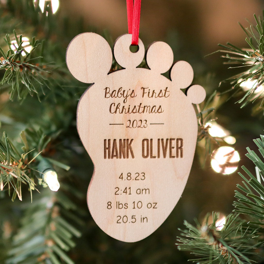 First Christmas wooden holiday ornament for baby