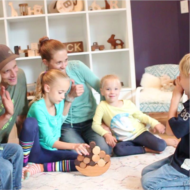 handmade natural wood toys for kids Smiling Tree Toys family