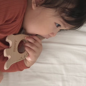wood teether for baby natural teething pain relief personalized new baby toy gift