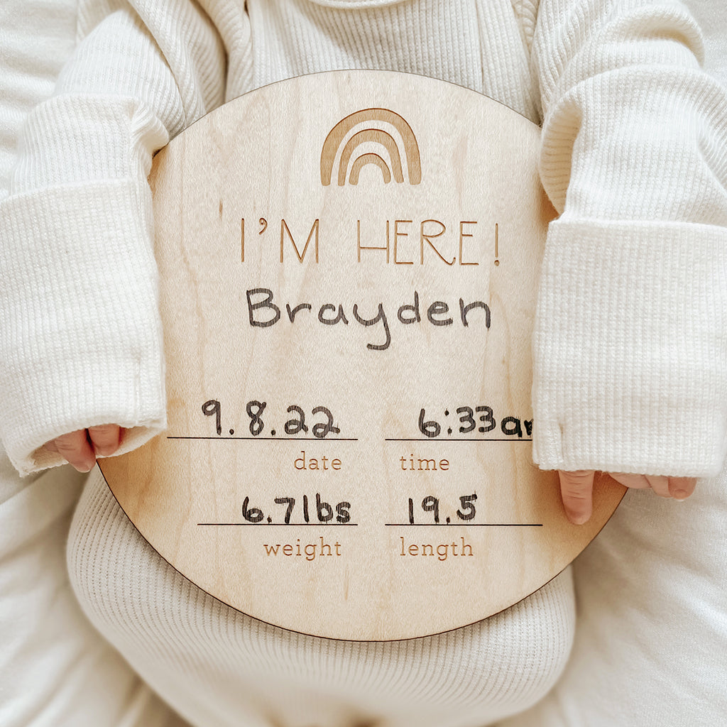 wood birth announcement sign for newborn baby announcement