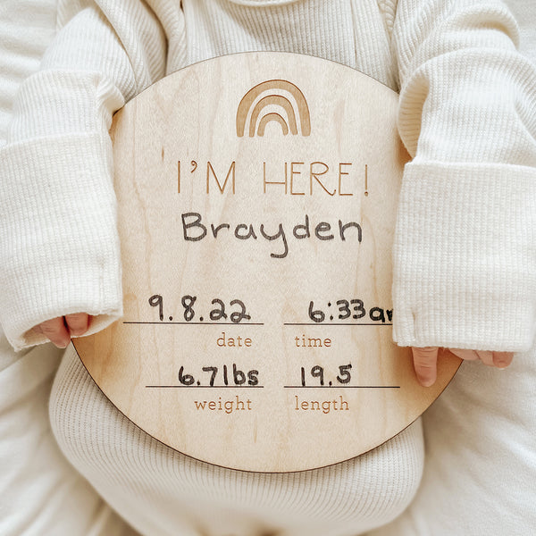 birth announcement sign for hospital or at home, new baby announcement
