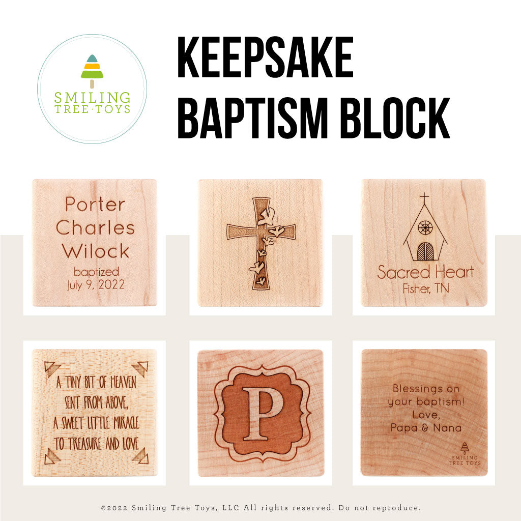 Wood Keepsake Baptism Block personalized baby baptism gift