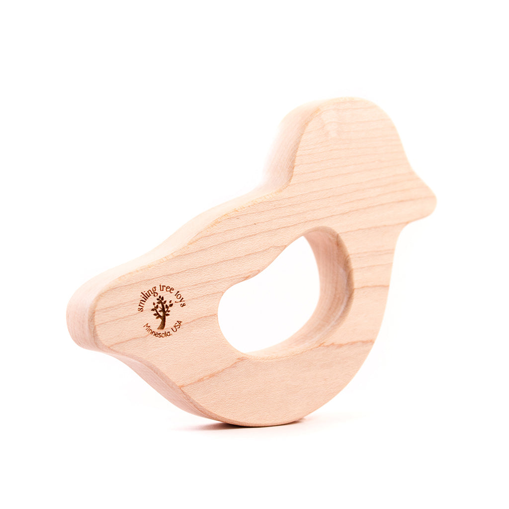 wood teether for baby love bird natural teething pain relief unique baby gift