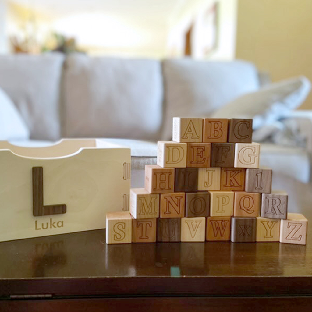 wood toy crate wooden alphabet blocks gift toys for one year old