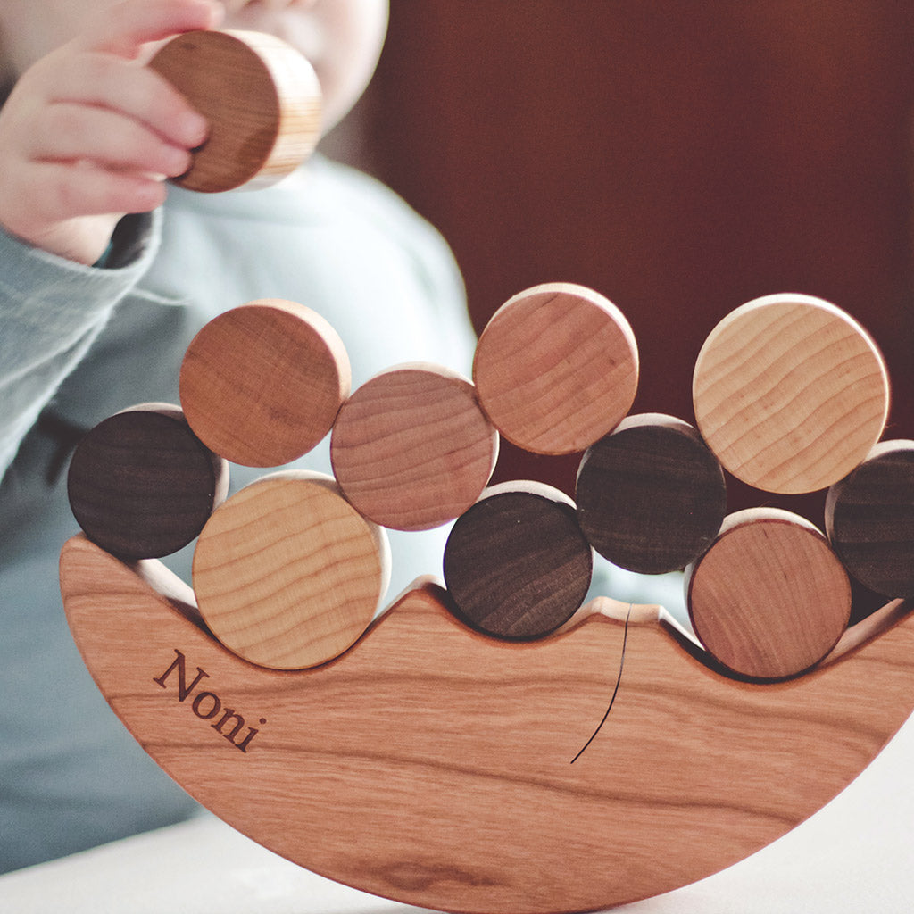 wood Smiling Moon Balancer for toddlers wooden montessori toys 