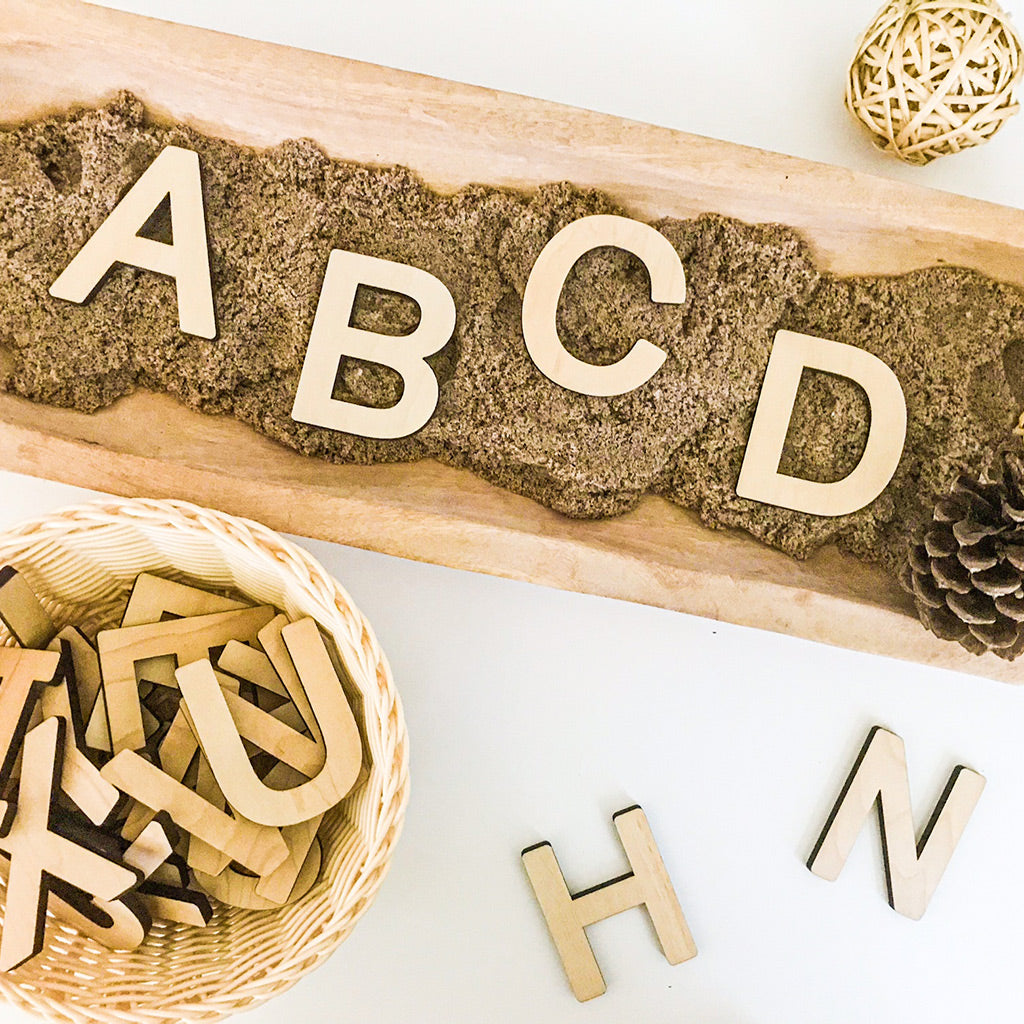 uppercase wooden alphabet letters educational toy for toddler