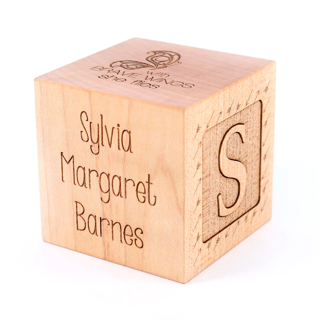 girl and boy birth blocks personalized baby block Smiling Tree Toys