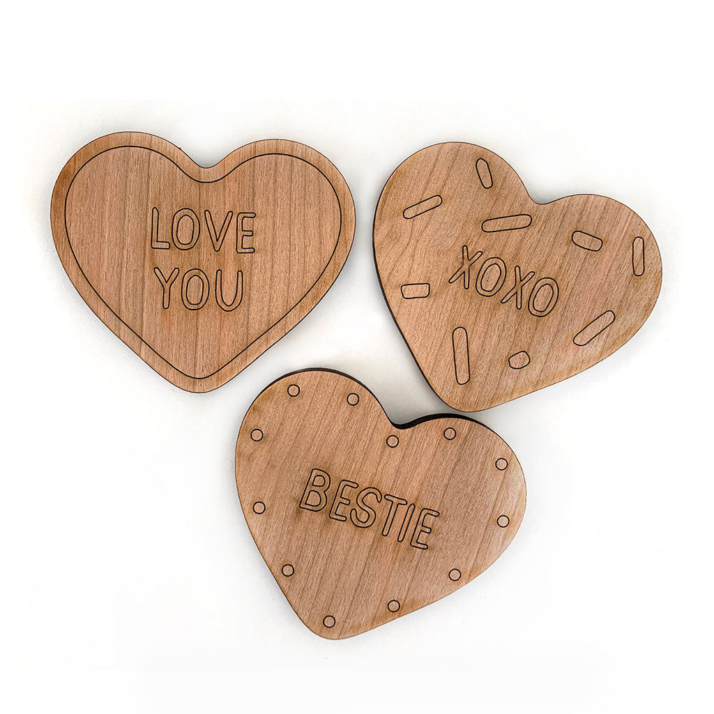valentine craft for kids wooden candy heart charms