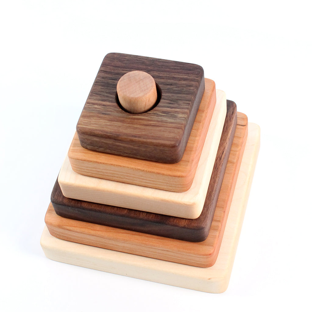 square stacking toy rainbow wooden stacker for baby toddler