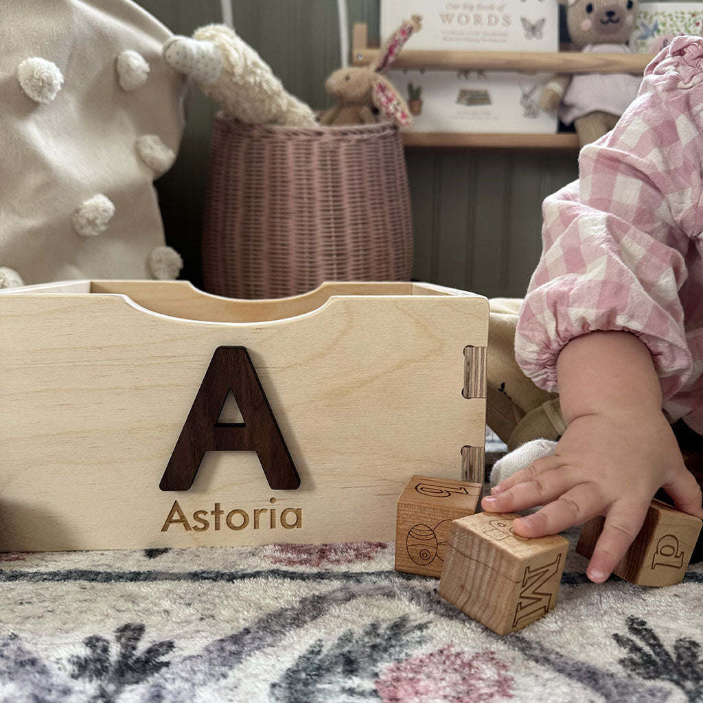 wood toy crate wooden alphabet blocks gift toys for one year old