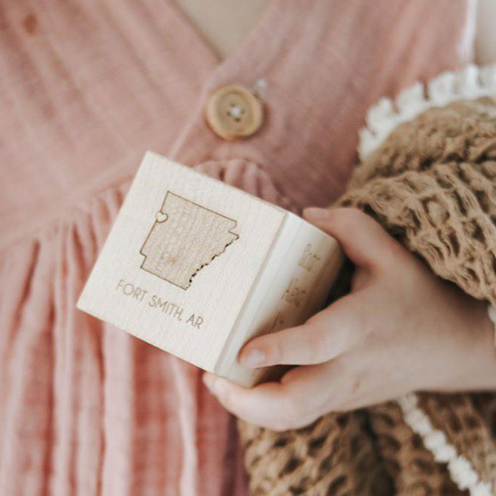 Personalized Keepsake Birth Block newborn baby gift Smiling Tree Toys