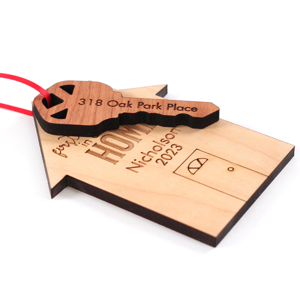 First Christmas in New Home realtor gift personalized wooden christmas ornaments