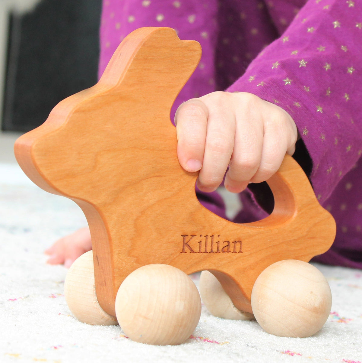 Bunny Wooden Push Toy for Toddlers On Sale