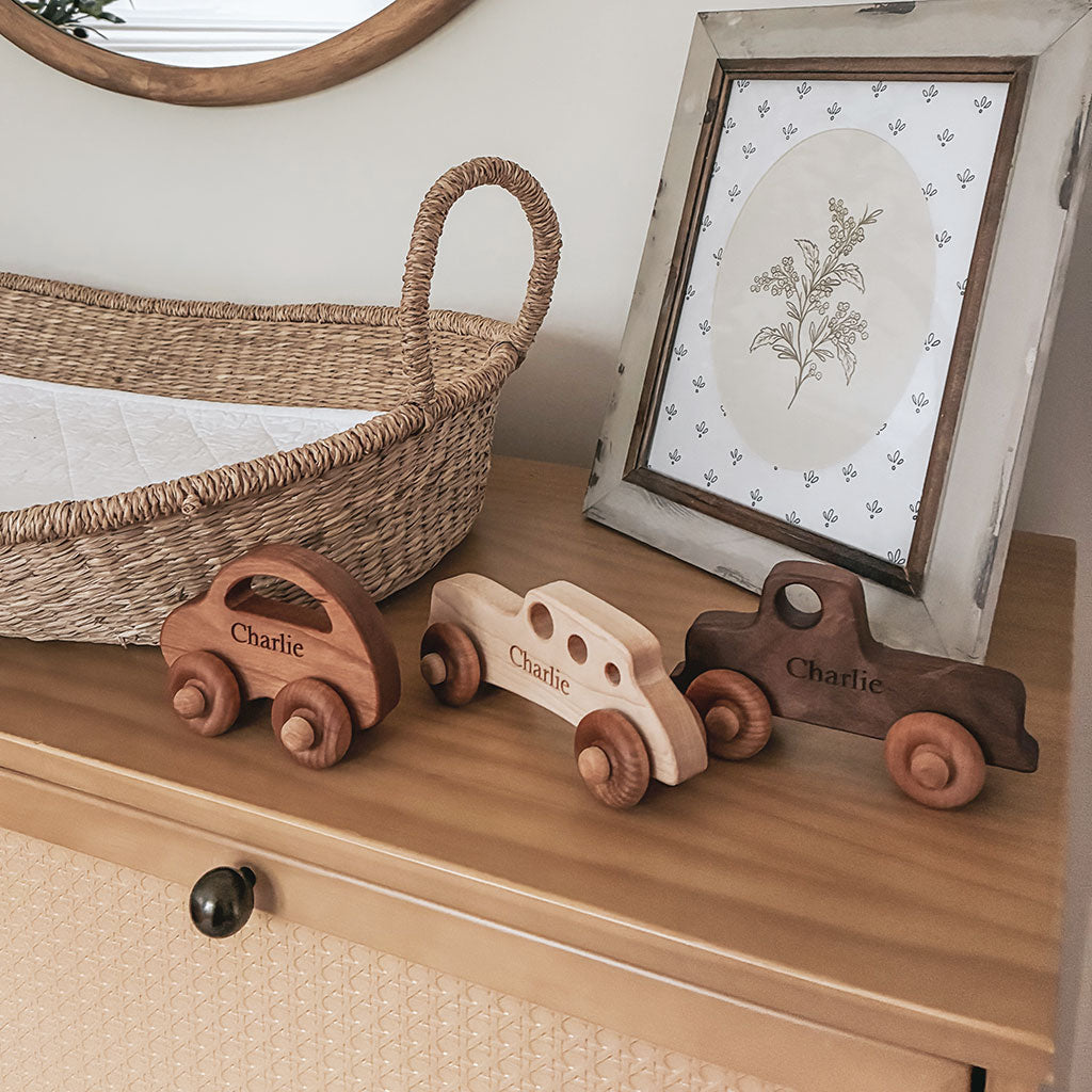 personalized wooden toys cars birthday christmas gift for toddlers
