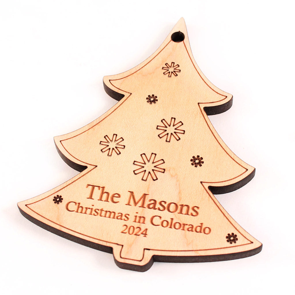 Personalized Christmas Tree Ornament Engraved on Wood