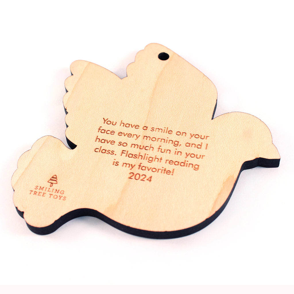 Personalized Peace Dove Holiday Ornament in Wood