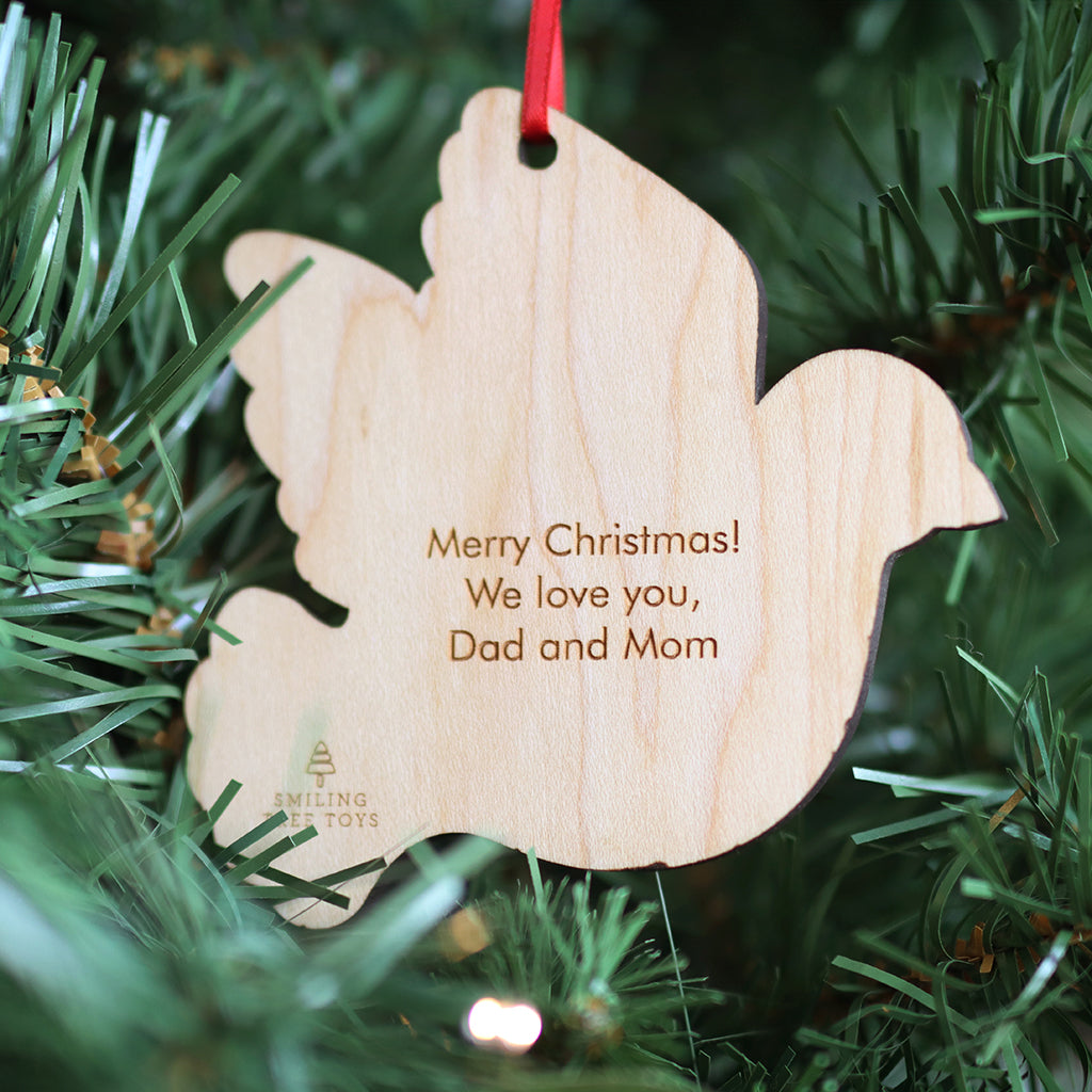 Dove personalized wooden Christmas ornament gift idea made in the USA