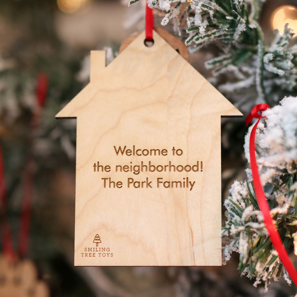 First Christmas in New Home realtor gift personalized wooden christmas ornaments