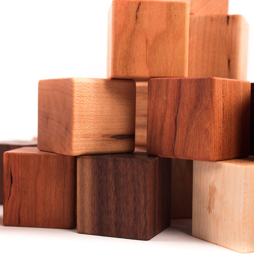 natural wooden blocks in three wood tones minimalist baby toy ecofriendly