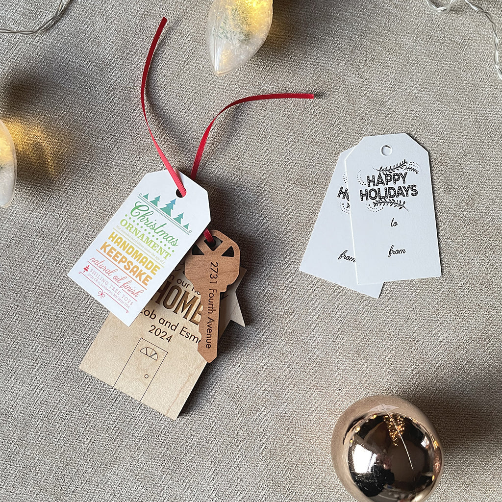 personalized first christmas in new home ornament with gift tag