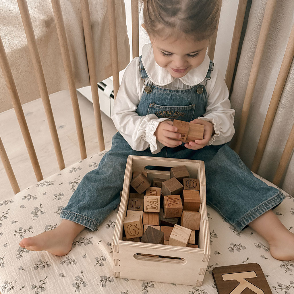 wood toy crate wooden alphabet blocks gift toys for kids