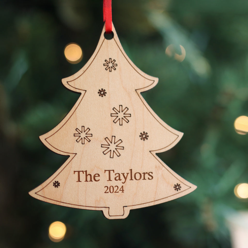 Christmas tree wooden personalized family christmas ornaments