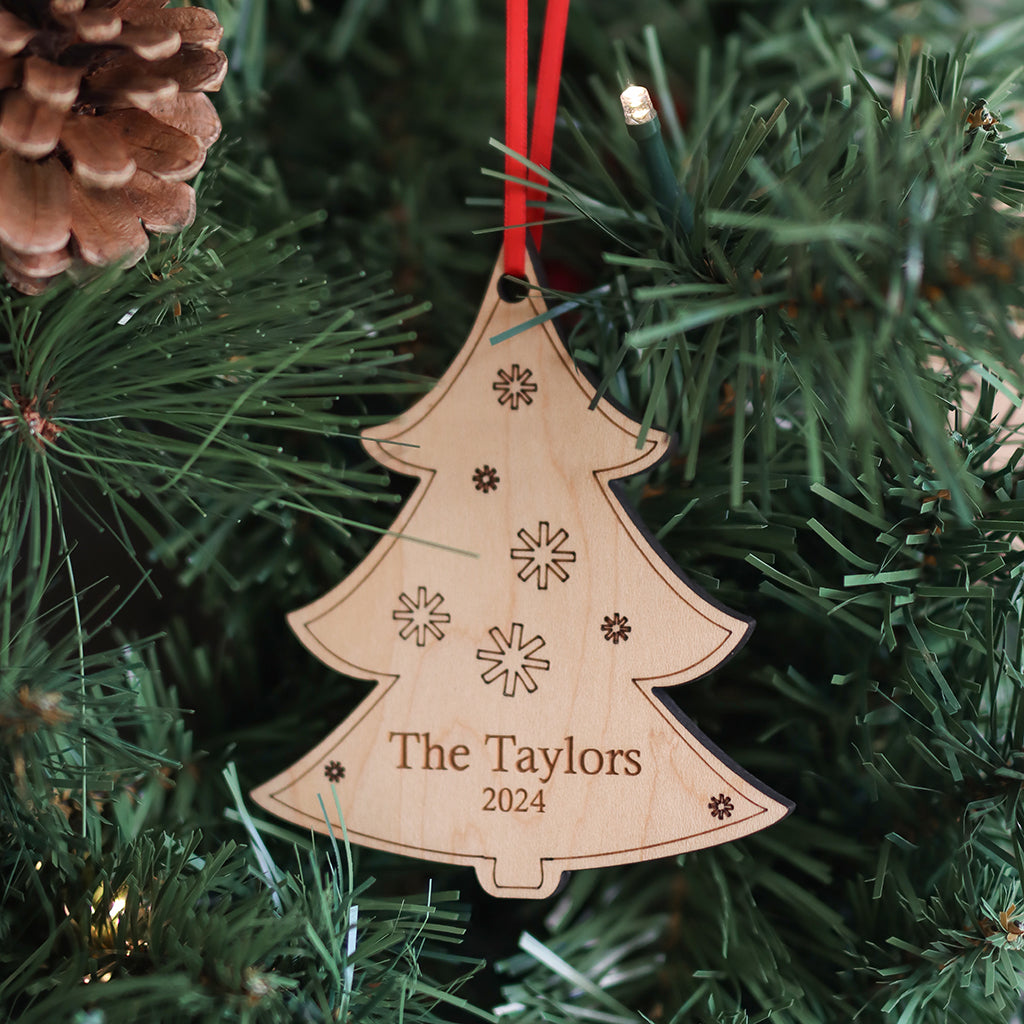 Christmas tree wooden personalized family christmas ornaments