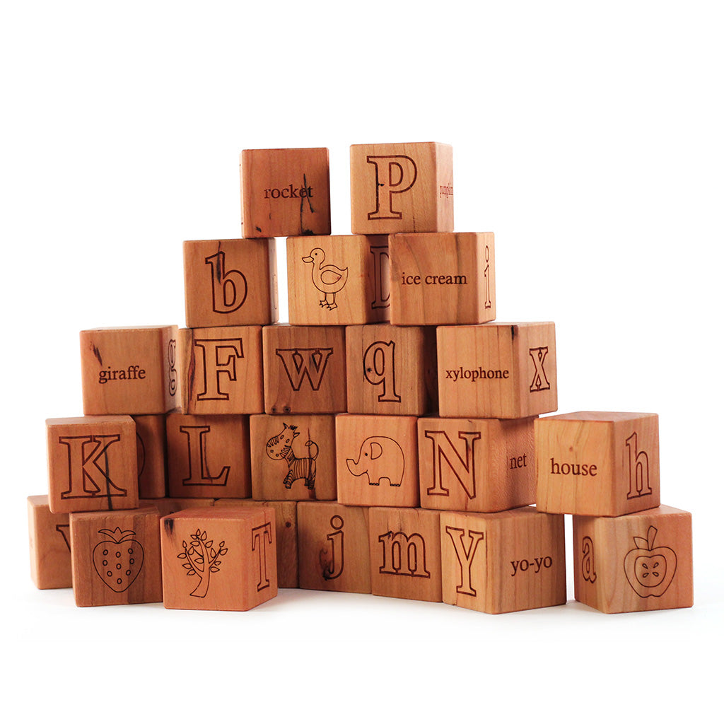 Wooden Alphabet Letter Blocks with Pictures On Sale