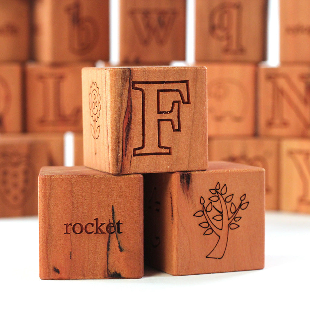 Wooden Alphabet Letter Blocks with Pictures On sale