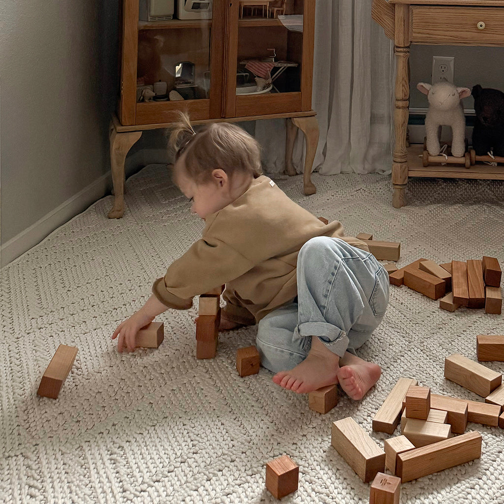 Wooden Building Block Set for toddlers creative play based learning toy Smiling Tree Toys