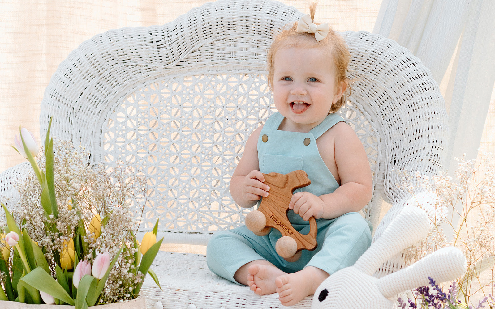 Easter Basket Gifts for Baby Personalized Bunny Push Toy Smiling Tree Toys