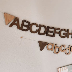 Uppercase alphabet bunting wooden wall decor