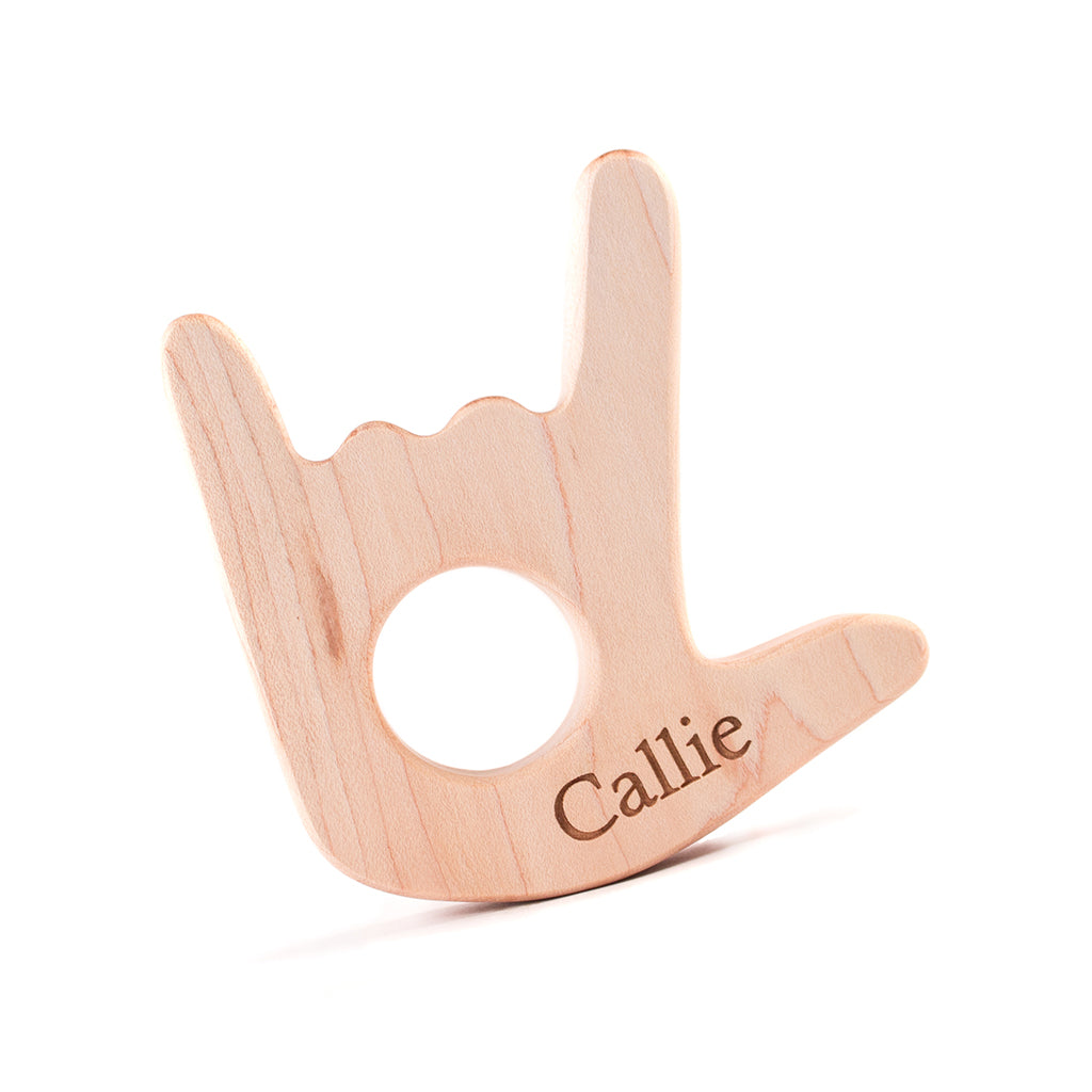 wood teether for baby natural teething pain relief personalized new baby toy gift
