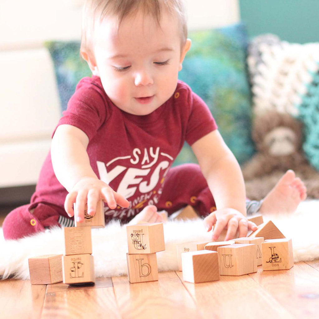 Wooden Animal Alphabet Blocks for Babies and Children - Smiling Tree
