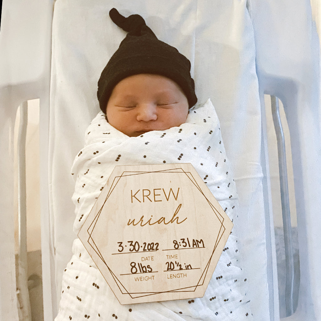 Team Birth Sign Engraved Baby Birth Announcement Sign - Smiling Tree