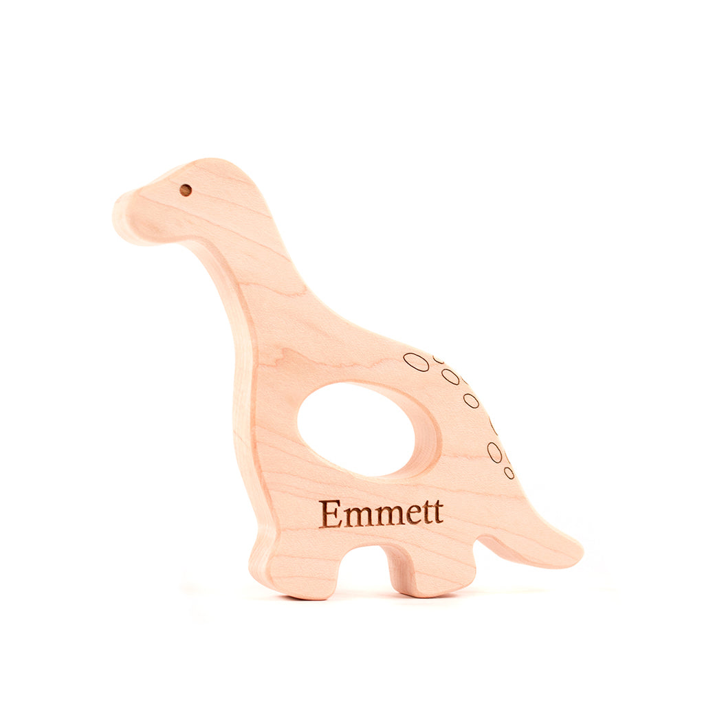 dinosaur wood teethers for baby natural teething pain relief
