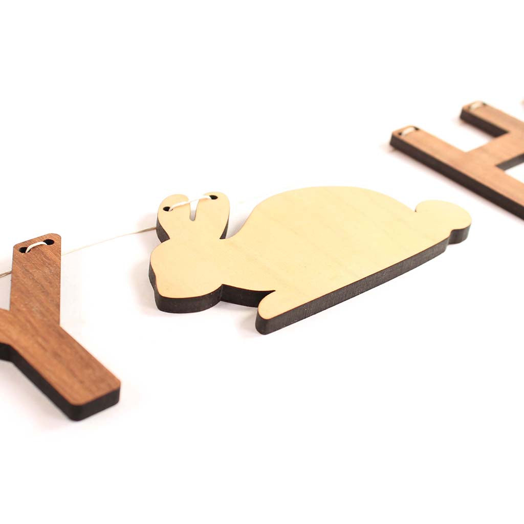 Hippity Hop Easter bunting wooden wall decor