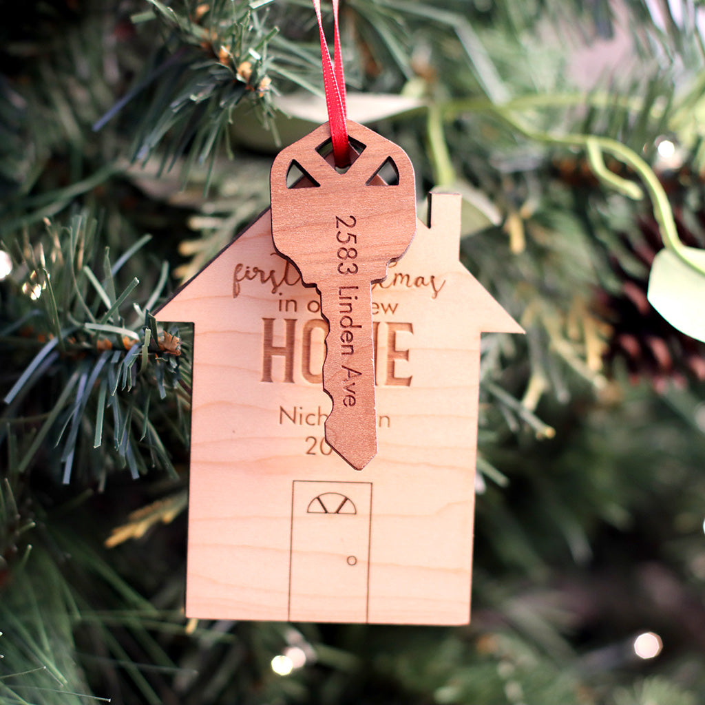personalized First Christmas in New Home ornament - Smiling Tree