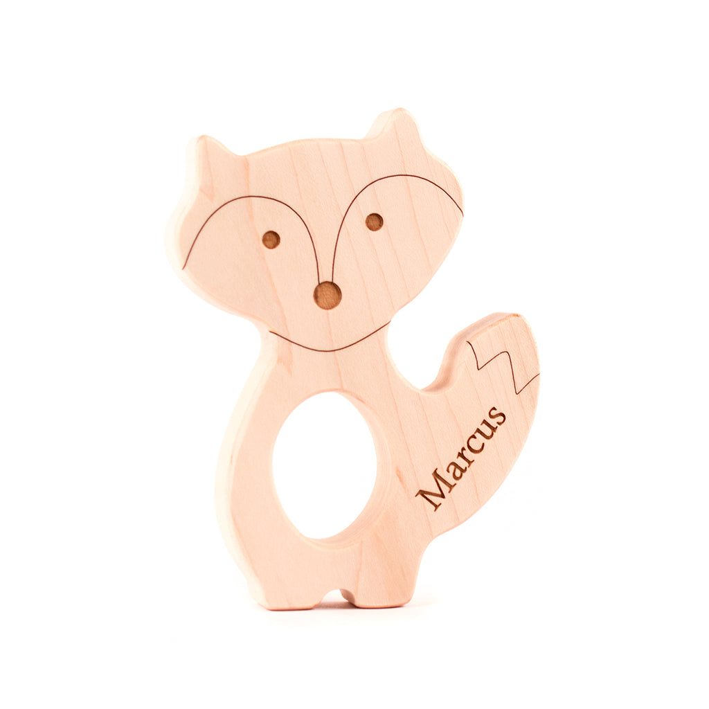 wood teethers for baby natural teething pain relief fox