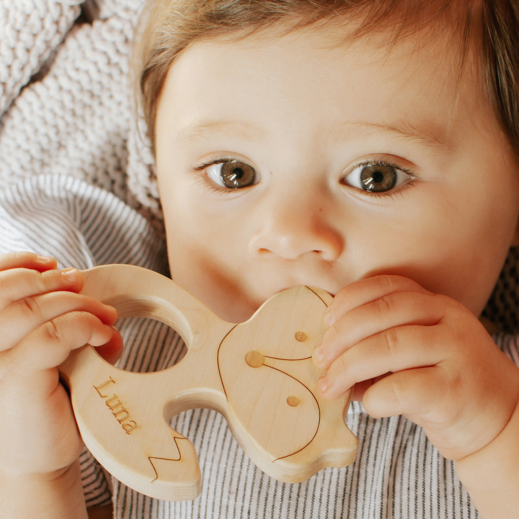 wood teethers for baby natural teething pain relief fox