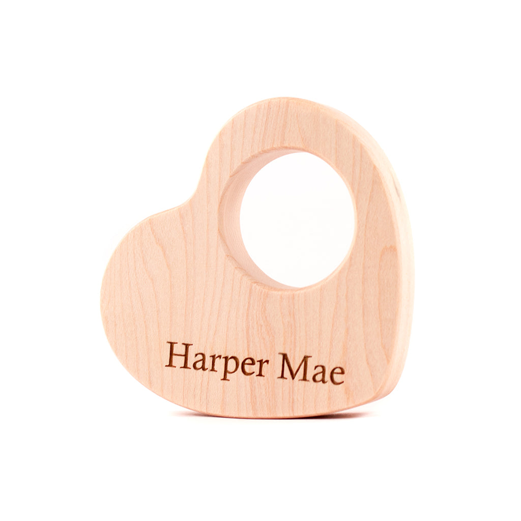 wood teether for baby natural teething pain relief baby's first valentine gift