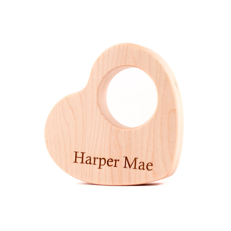 Heart-Shaped Wood Teether Toy - Smiling Tree