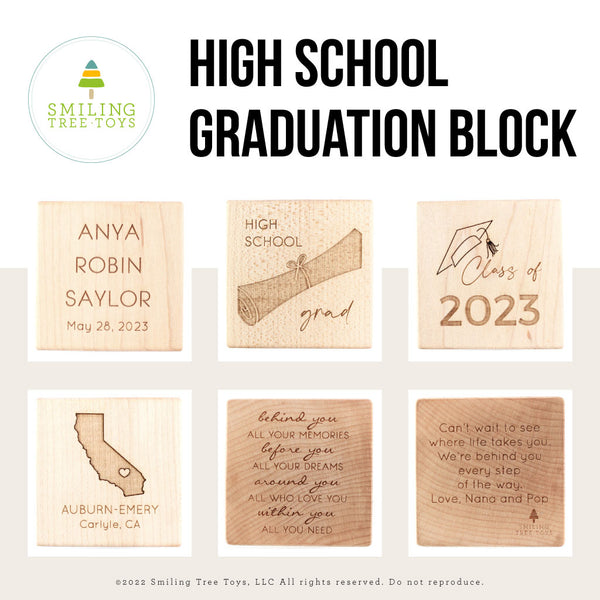 Custom Wood Block Graduation Gift - Smiling Tree