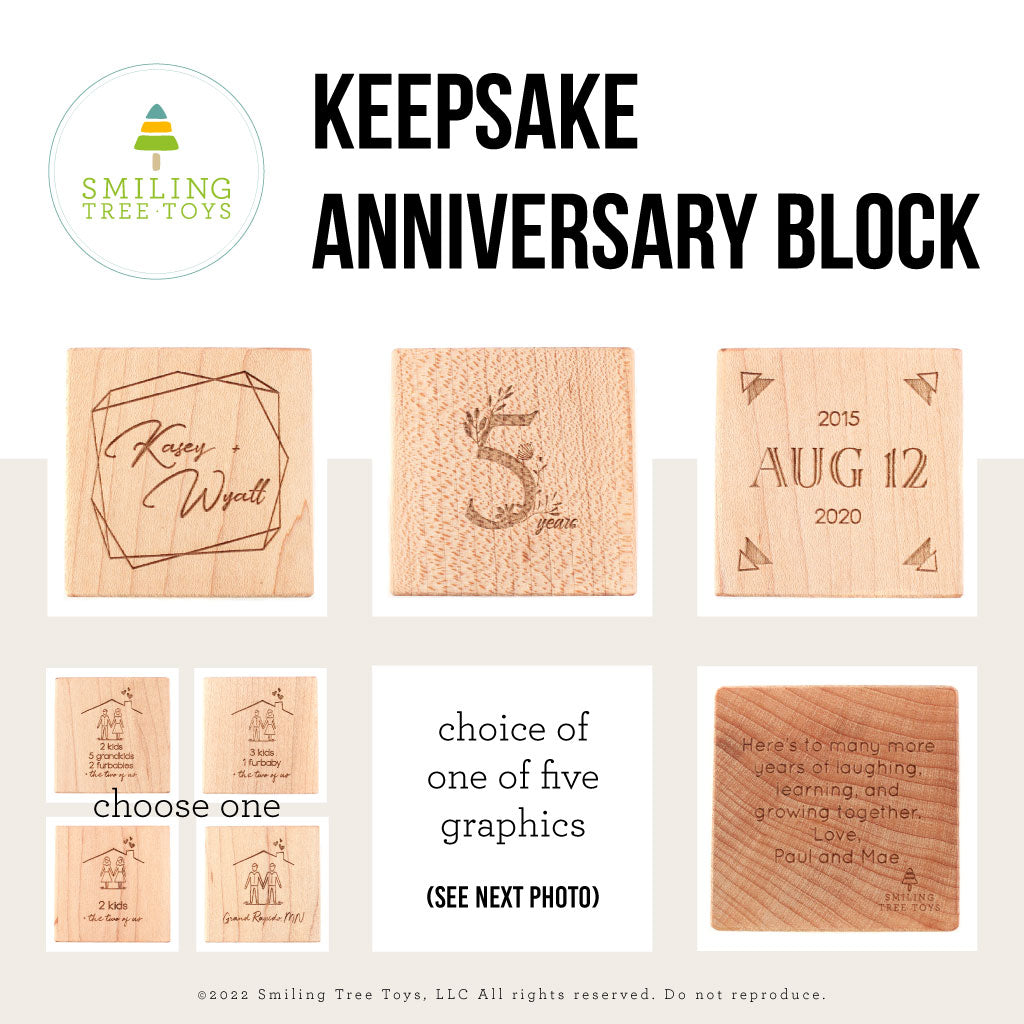 wooden keepsake anniversary block