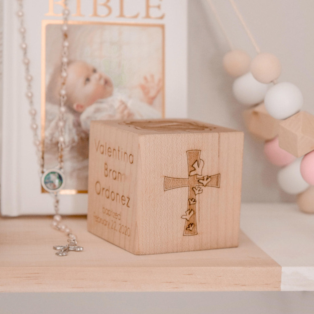 Wooden Girl Baptism Box - Baby Hanger