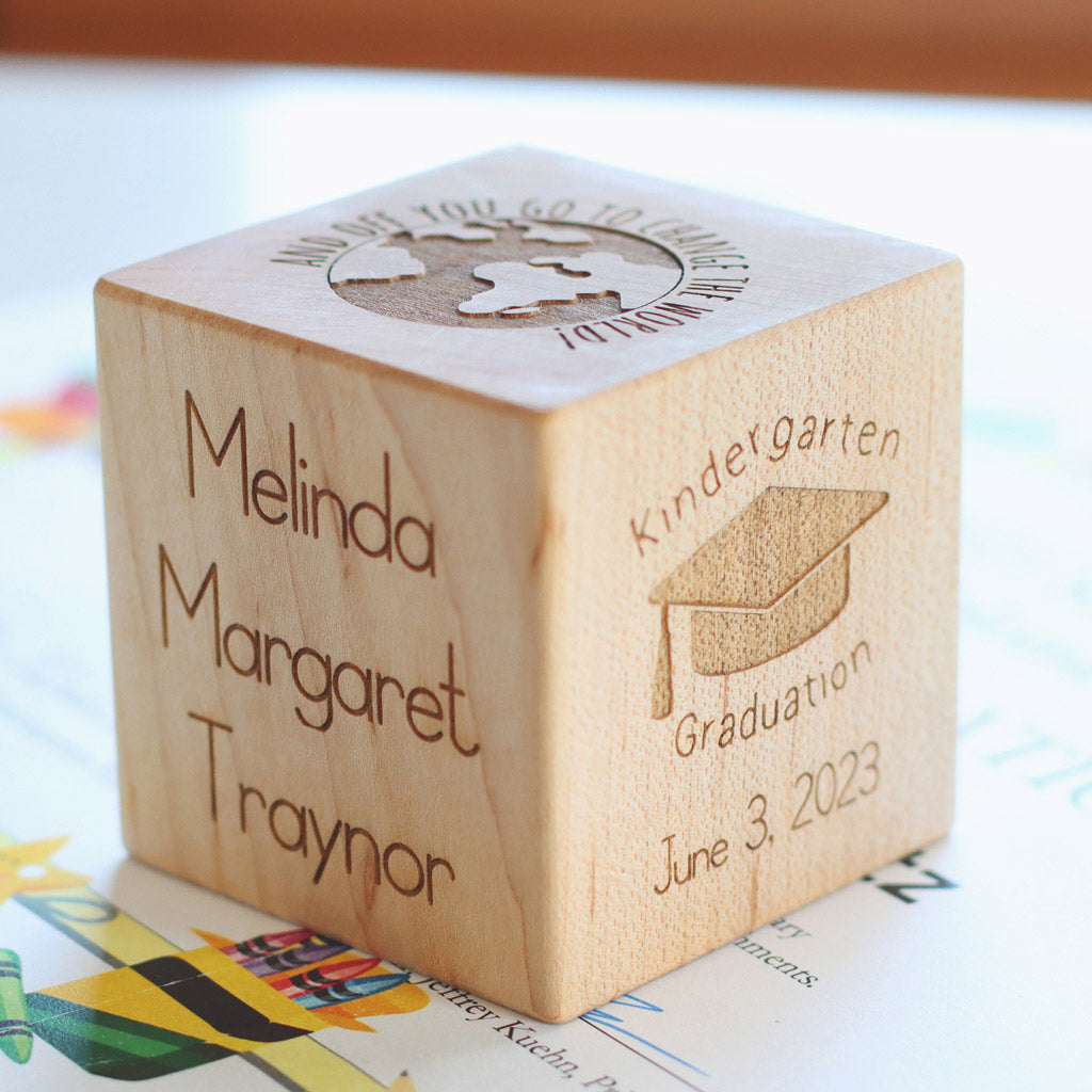 Kindergarten Graduation Gift Block - Smiling Tree
