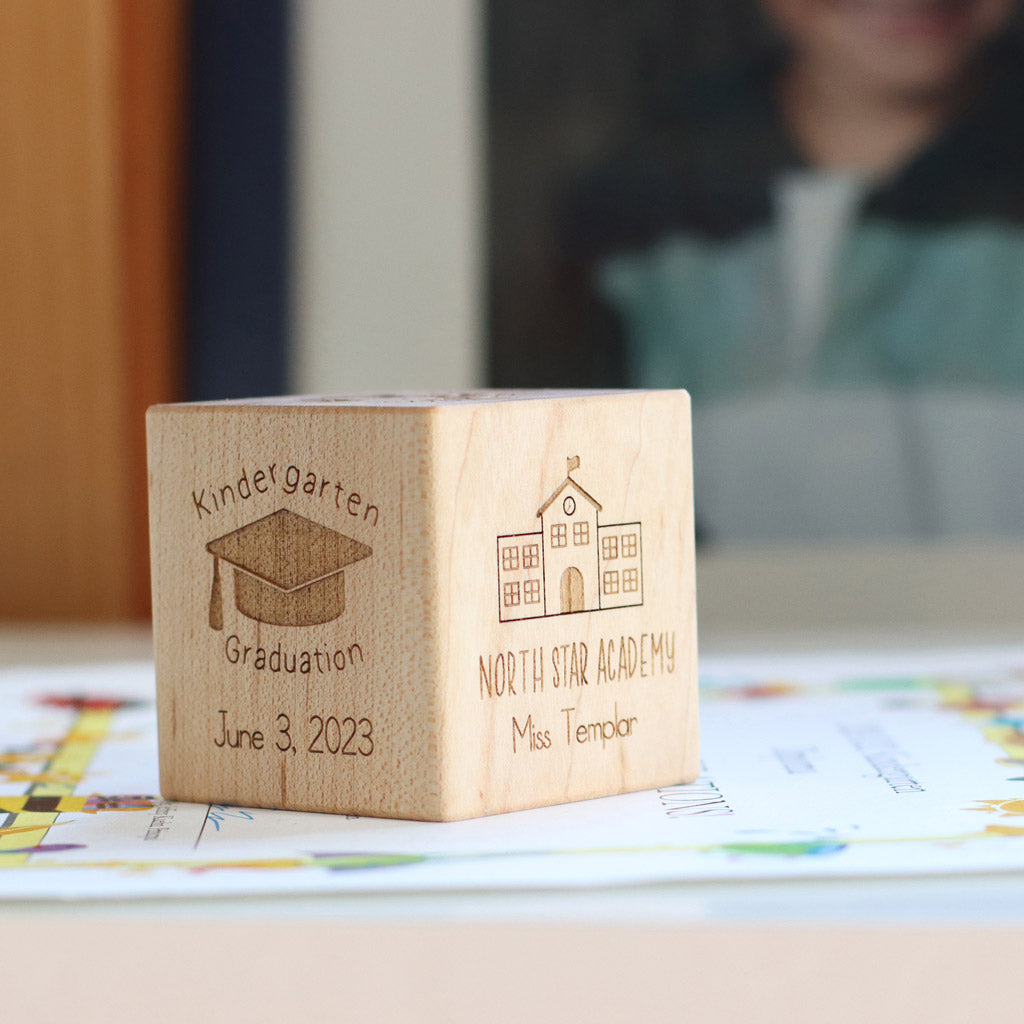 Kindergarten Graduation keepsake block engraved wooden block kindergarten graduation gift