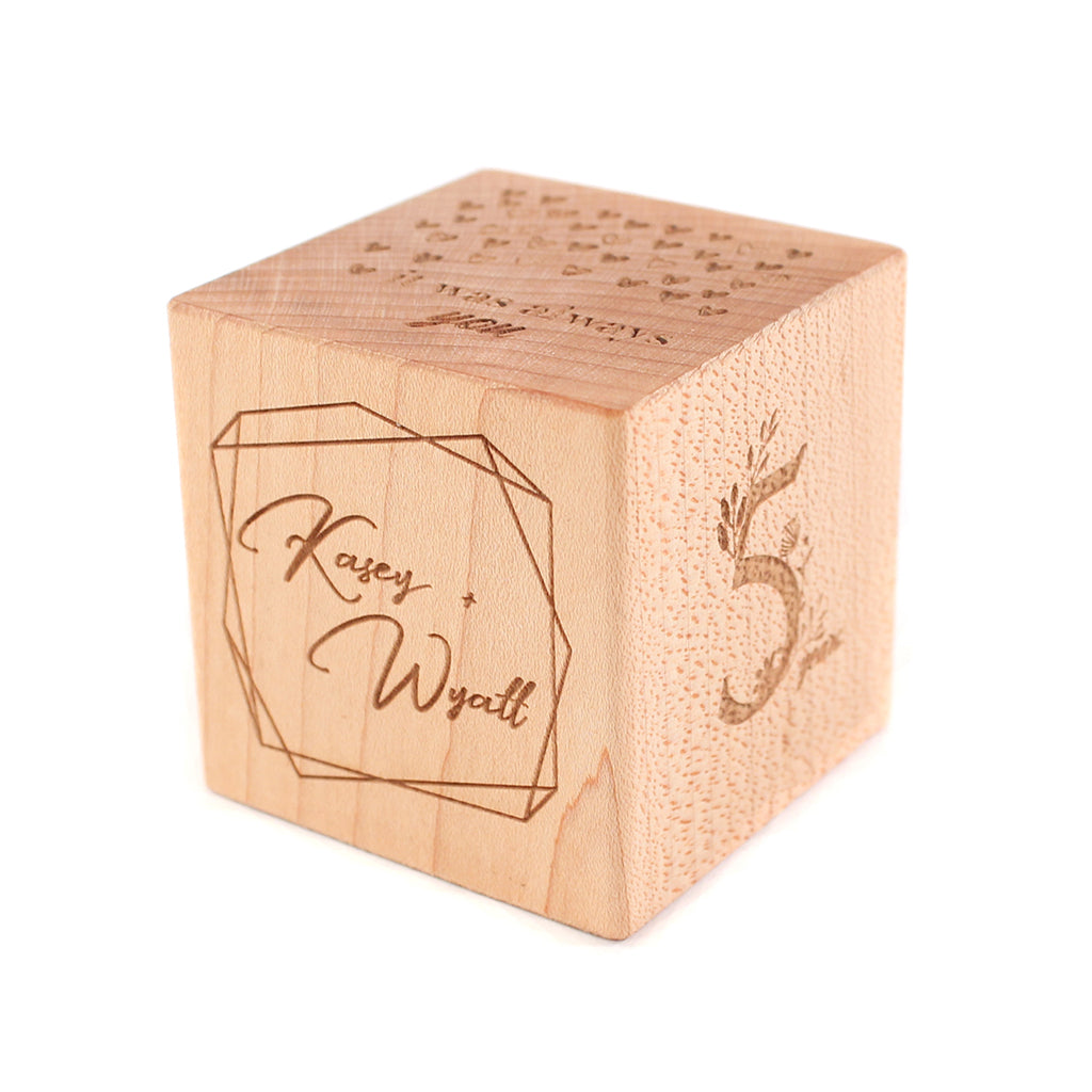 fifth wedding anniversary gift personalized wooden keepsake block 5 years marriage husband wife smiling tree toysonalized anniversary gifts 