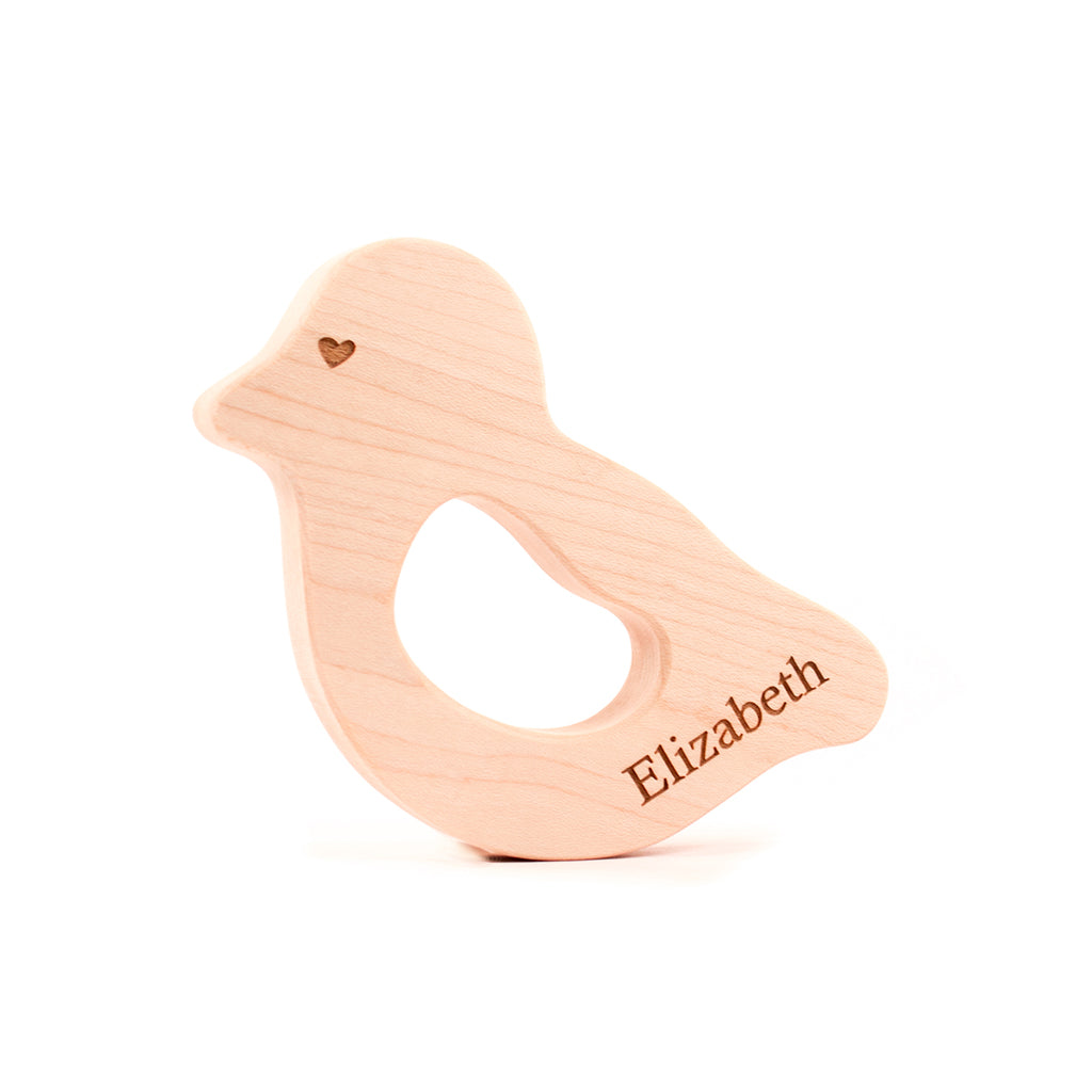wood teether for baby love bird natural teething pain relief unique baby gift