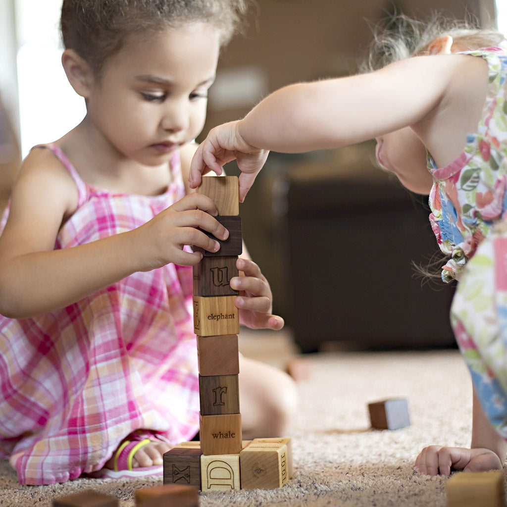 Kids Building Blocks With Letters